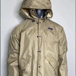 Vtg Patagonia Tan Made In Japan Hooded Zip Snap Rain Jacket Coat Size Small